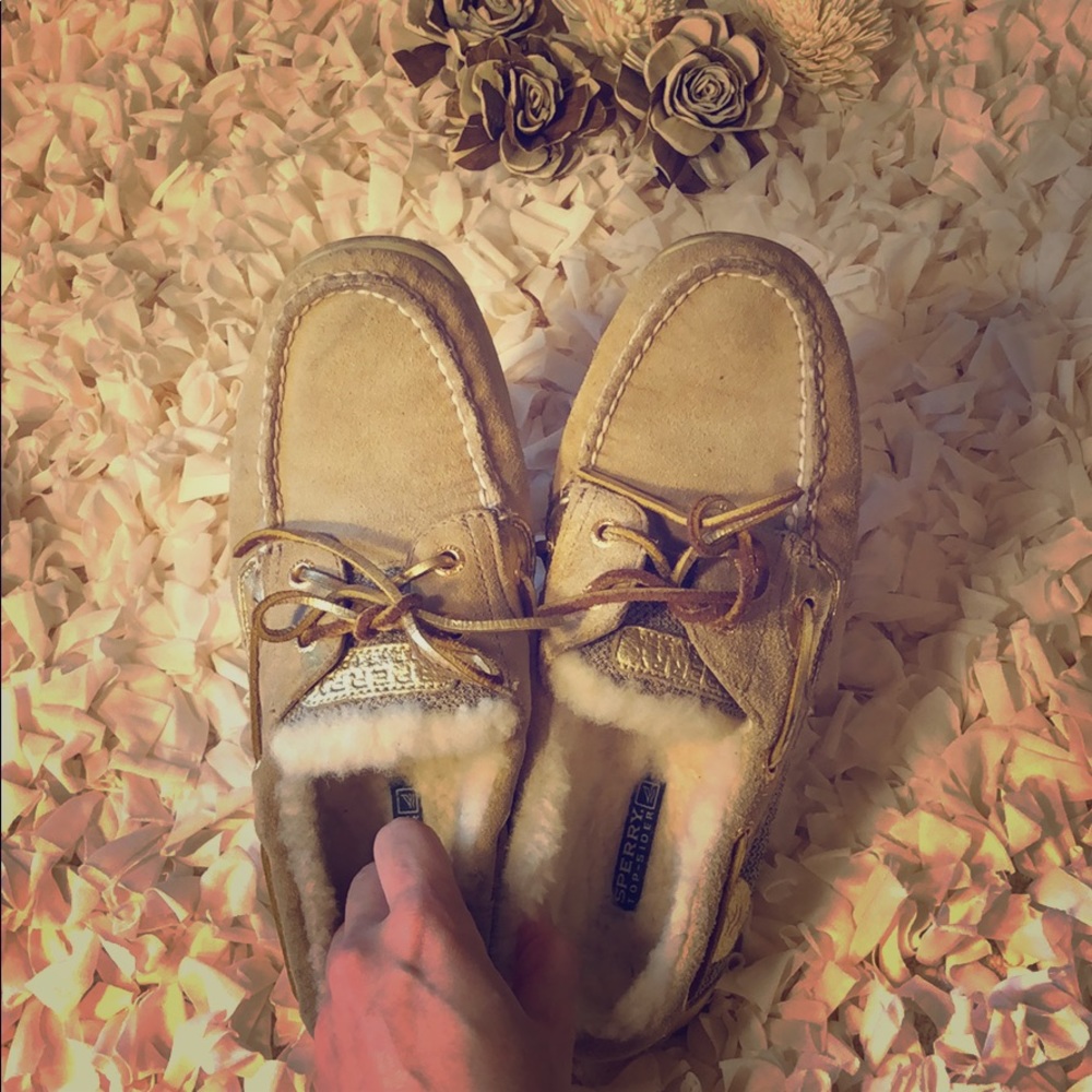 Fur lined Sperry top-siders